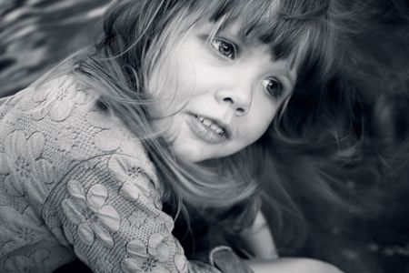 series. Rest of the little girl in villageの写真素材