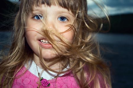 series. Rest of the little girl in villageの写真素材