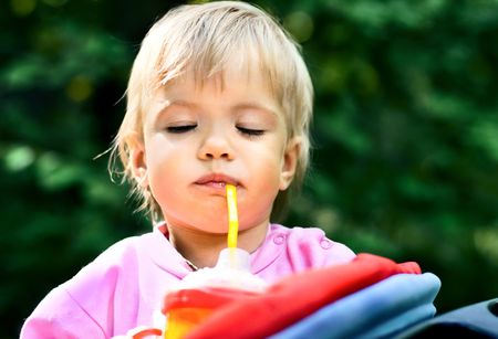 series. Rest of the little girl in villageの写真素材