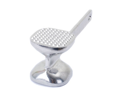 series. aluminum meat tenderizer isolated on white background.