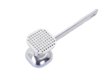 series. aluminum meat tenderizer isolated on white background.