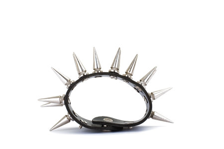 Series. Black Leather Belt with Chrome Studsの写真素材