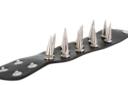 Series. Black Leather Belt with Chrome Studsの写真素材