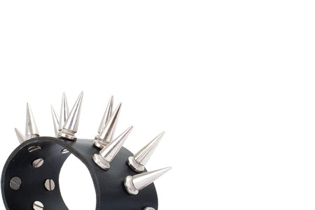 Series. Black Leather Belt with Chrome Studsの写真素材