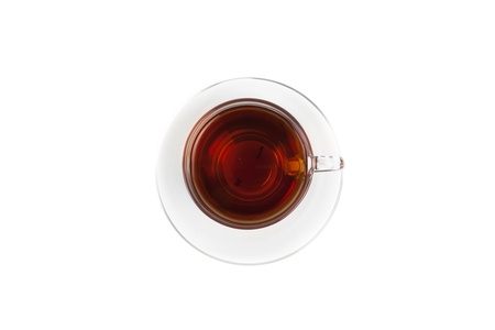 Series. Glass Cup of Tea on whiteの写真素材