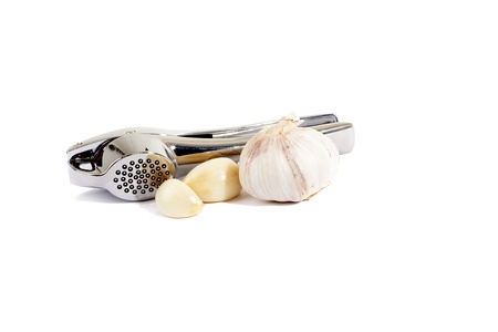 Series. Garlic press isolated on whiteの写真素材