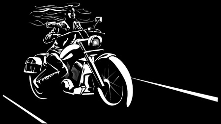 vector image of pretty biker womanの写真素材