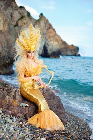 Series. Young beautiful girl in the image of a mermaidの写真素材