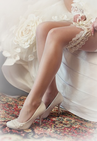 Series. Beautiful leg of the young brideの写真素材