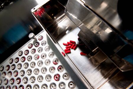 Pharmacological plant production conveyor close-up.の写真素材