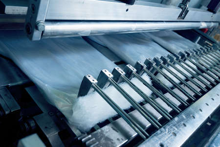 production of plastic packaging filmの写真素材