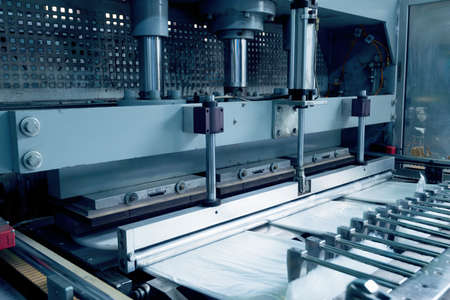 production of plastic packaging filmの写真素材