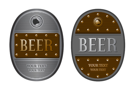 Two oval beer label with the bearのイラスト素材