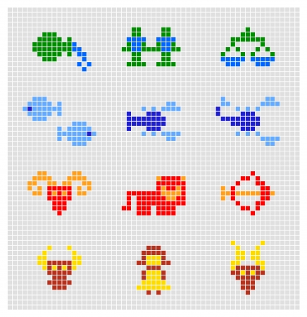 Vector set of pixel zodiac signsのイラスト素材