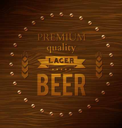 Premium quality lager beer on a wooden surfaceのイラスト素材