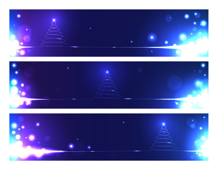 A set of Christmas banners with abstract Christmas treeのイラスト素材