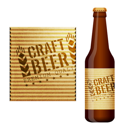 Design of beer label and bottle of beer with this labelのイラスト素材