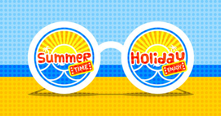 Summer time. Vector abstract sunglasses on the beach.のイラスト素材