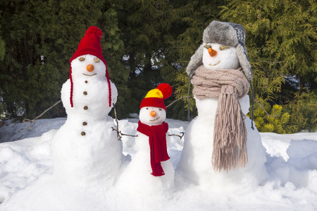 snowman familyの写真素材