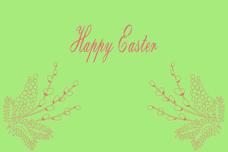 Willow branch. Easter card.のイラスト素材
