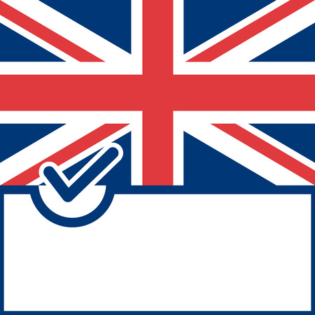 Voting symbol on United Kingdom flag background. Vector illustrationのイラスト素材
