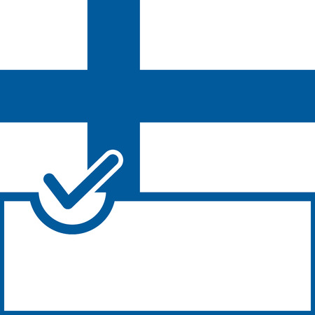 Voting symbol on Finland flag background. Vector illustrationのイラスト素材