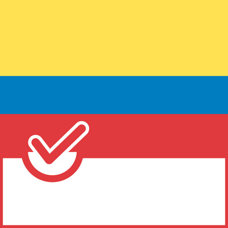 Voting symbol on Colombia flag background. Vector illustrationのイラスト素材