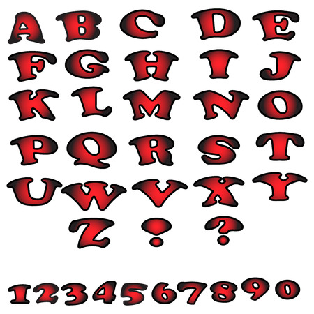 Set of colorful alphabet and numbers. Unusual font to create projects, posters, texts.のイラスト素材