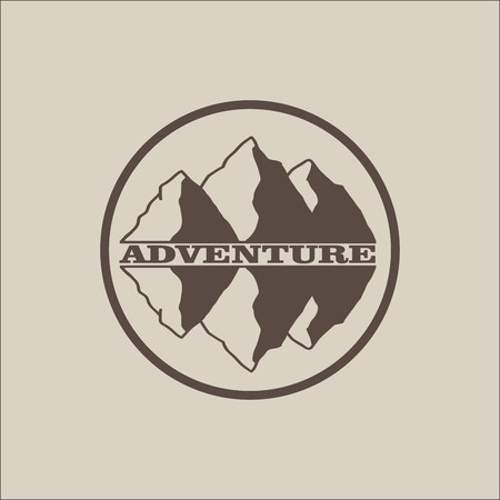 Emblem mountain guide, traveler, label, badge, patch.のイラスト素材