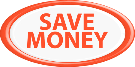 Button save money . The round shape. 3D. Vector illustration.のイラスト素材