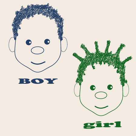 The happy faces of boys and girls.のイラスト素材
