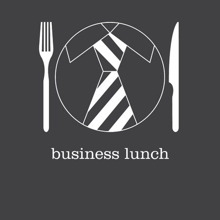 Logo, icon business lunch. Striped tie in a circle.のイラスト素材