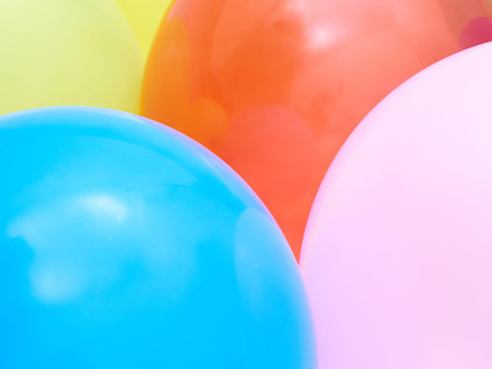 Balloons showing splendid colors closeup.  Background of many colorful balloons.