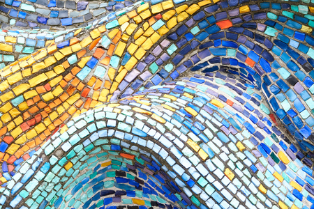 Texture Mosaic Tiles  Colorful Wave Background Bright Design Antique Art Brick Element Backdrop Architectureの写真素材