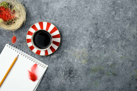 items on a dark textured backgroundの写真素材