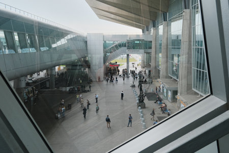 Saint Petersburg, Russia, Alexander Kirillov - 26082019: Pulkovo airport, view from the window to the streetのeditorial素材