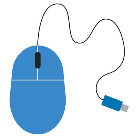 Blue computer mouse with cordのイラスト素材
