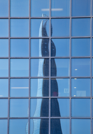 reflection of skyscrapers in Londonの写真素材