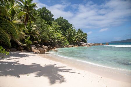 Granite rocks at the beach, Seychellesの写真素材