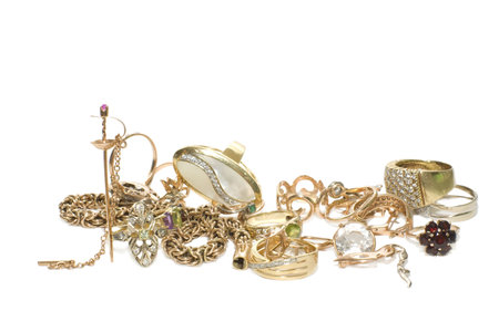 Various jewellery isolated on the white backgroundの写真素材