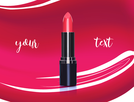 Lipstick realistic make up concept with smears on white backgroundのイラスト素材