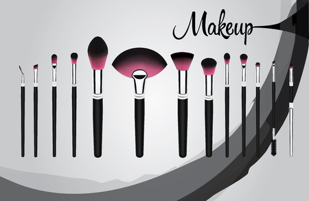 set of makeup cosmetic brushesのイラスト素材