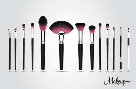 set of makeup cosmetic brushesのイラスト素材
