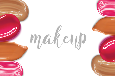 Makeip foundation and lipstick smear strokesのイラスト素材
