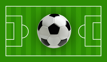 Soccer or Football 3d Ball on green field. Vector illustrationのイラスト素材
