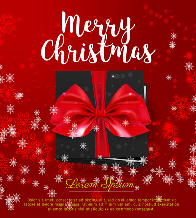 Black gift box with Red bow.のイラスト素材