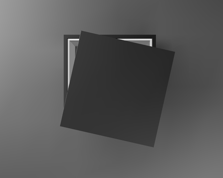 Black empty box on black background. Top view. Template for your presentation design, banner, brochure or poster. Vector illustrationのイラスト素材