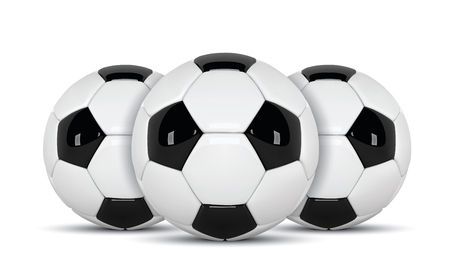 Realistic soccer ball or football ball on white background. 3d Style vector Ball isolated on white background.のイラスト素材