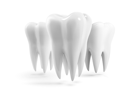 Realistic vector human tooth icon. Design template. Tooth isolated icon set. Healthy teeth 3d logo with white enamel and root. Dentistry, dental health care, dentist office, oral hygiene themesのイラスト素材