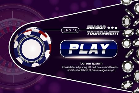 Casino background with poker chips. Online casino poker table concept design. Casino 3d vector illustration. Casino roulette wheelのイラスト素材